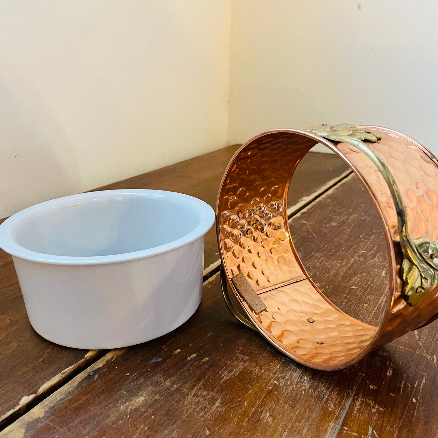 Telaflora Copper Casserole Holder & Insert- Vintage