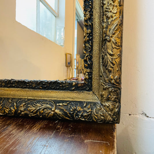 Black & Gold Botanical 23" x 30" Mirror- Vintage