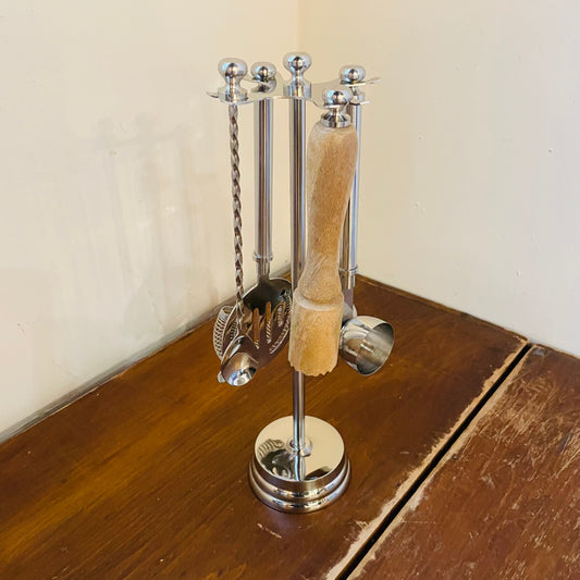 Stainless Steel & Mango Wood Bar Tools with Stand