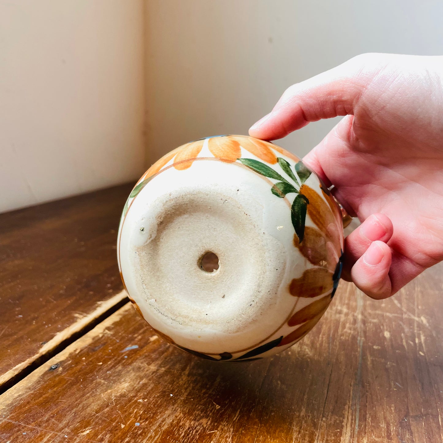 Hand-painted Floral Mexican Pot- Vintage