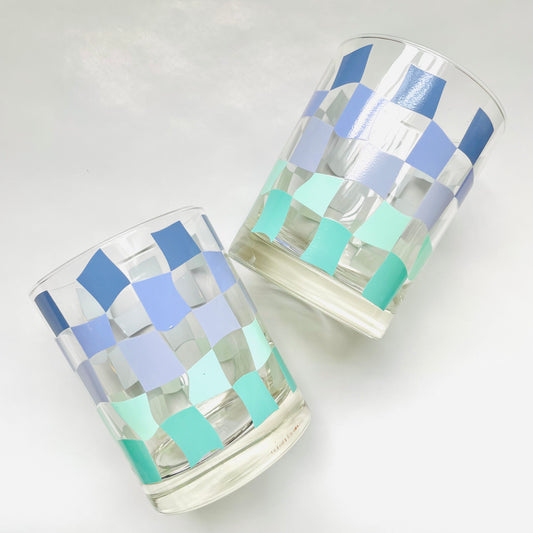 Wavy Check Lowball Rocks Glass