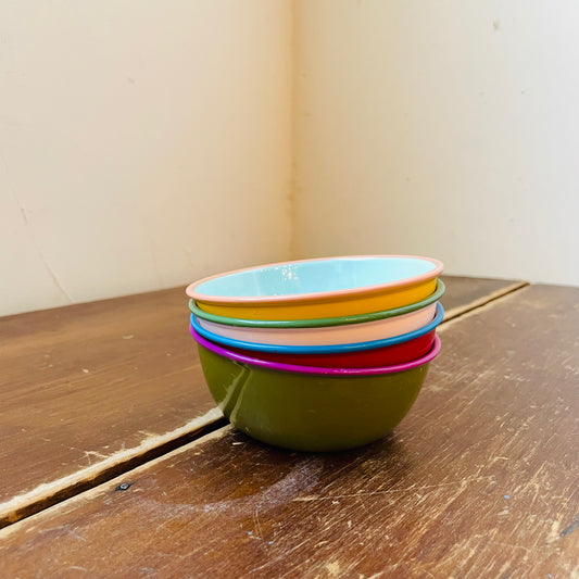 Set of Four Enameled Colorful Bowls