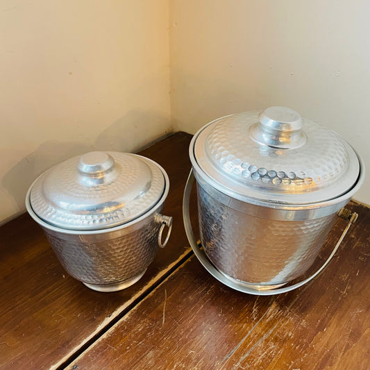 Aluminum Ice Bucket with Hammered Detailing- Vintage
