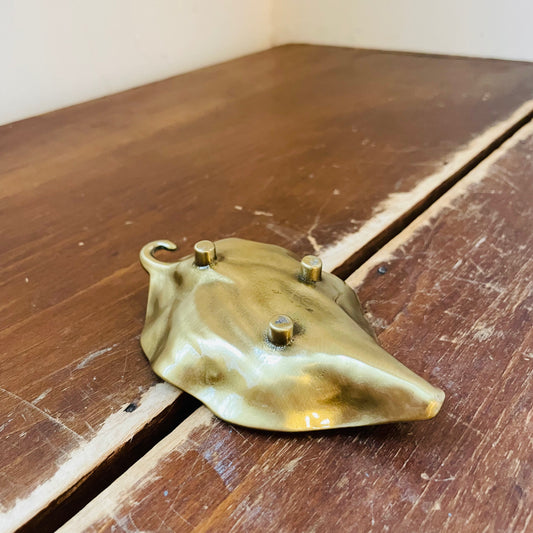 Small Brass Footed Leaf Trinket Dish- Vintage