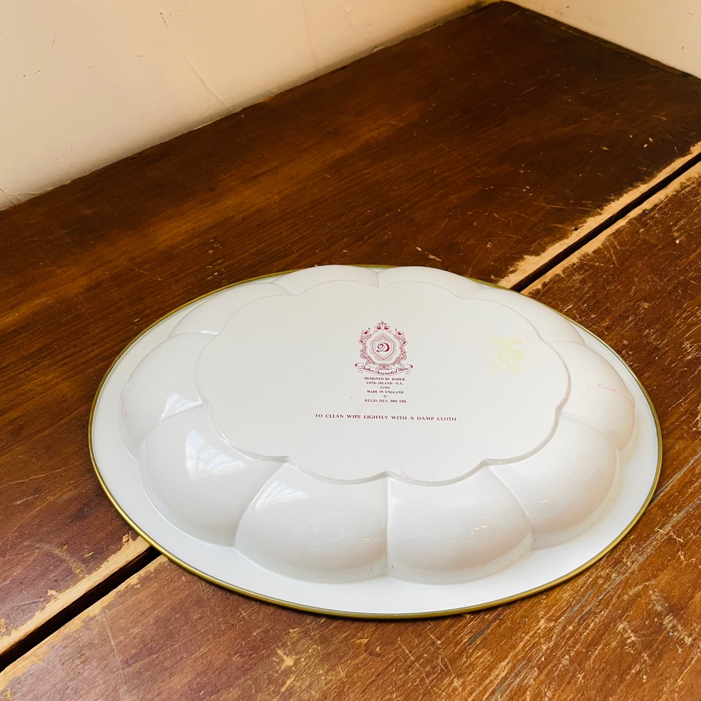 Daher Ware Strawberry & Floral Tin Bowl- Vintage