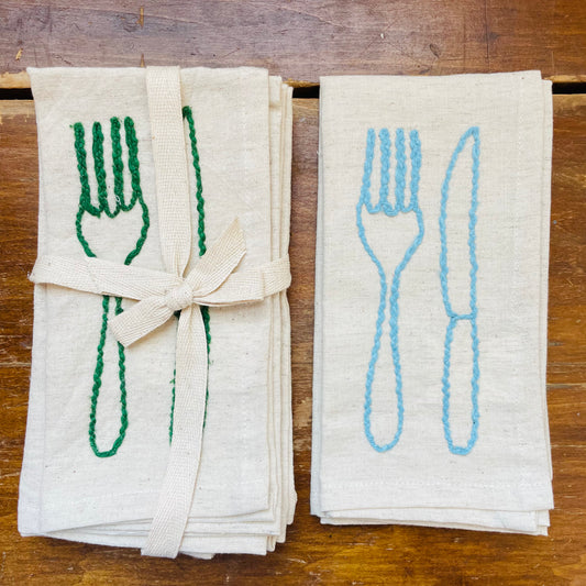 Embroidered Utensils Cotton Napkin Set