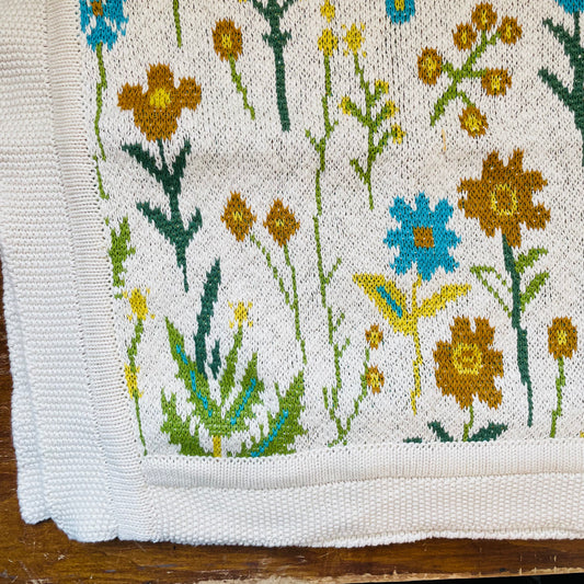 Floral Cotton Knit Baby Blanket