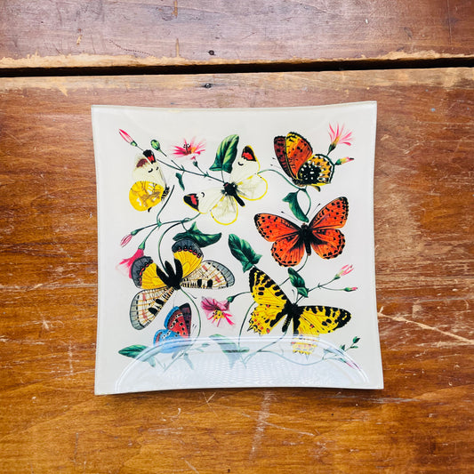 Glass Trinket Tray with Gold Foil Backing