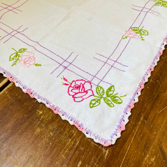 Rose Fence Line Dresser Scarf- Vintage