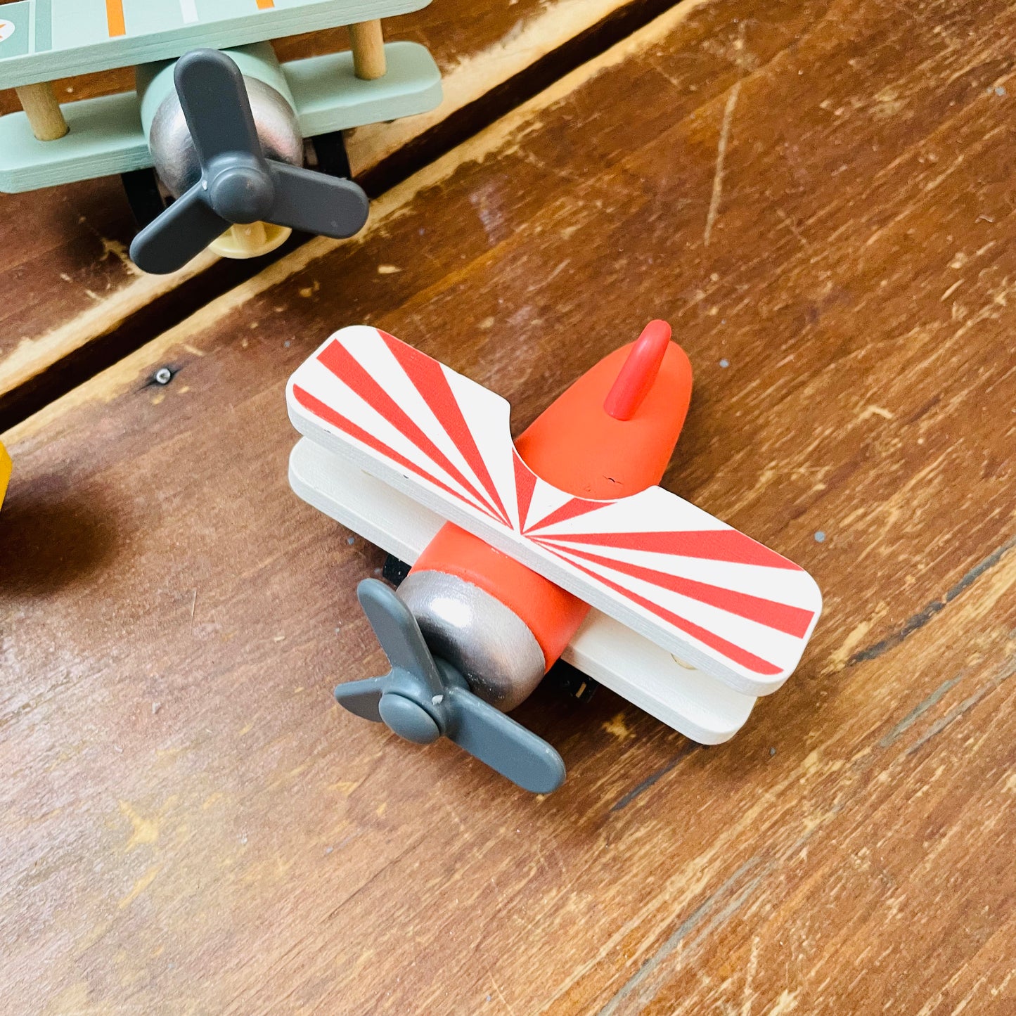 High Flyers Wooden Biplane Pullback Toy