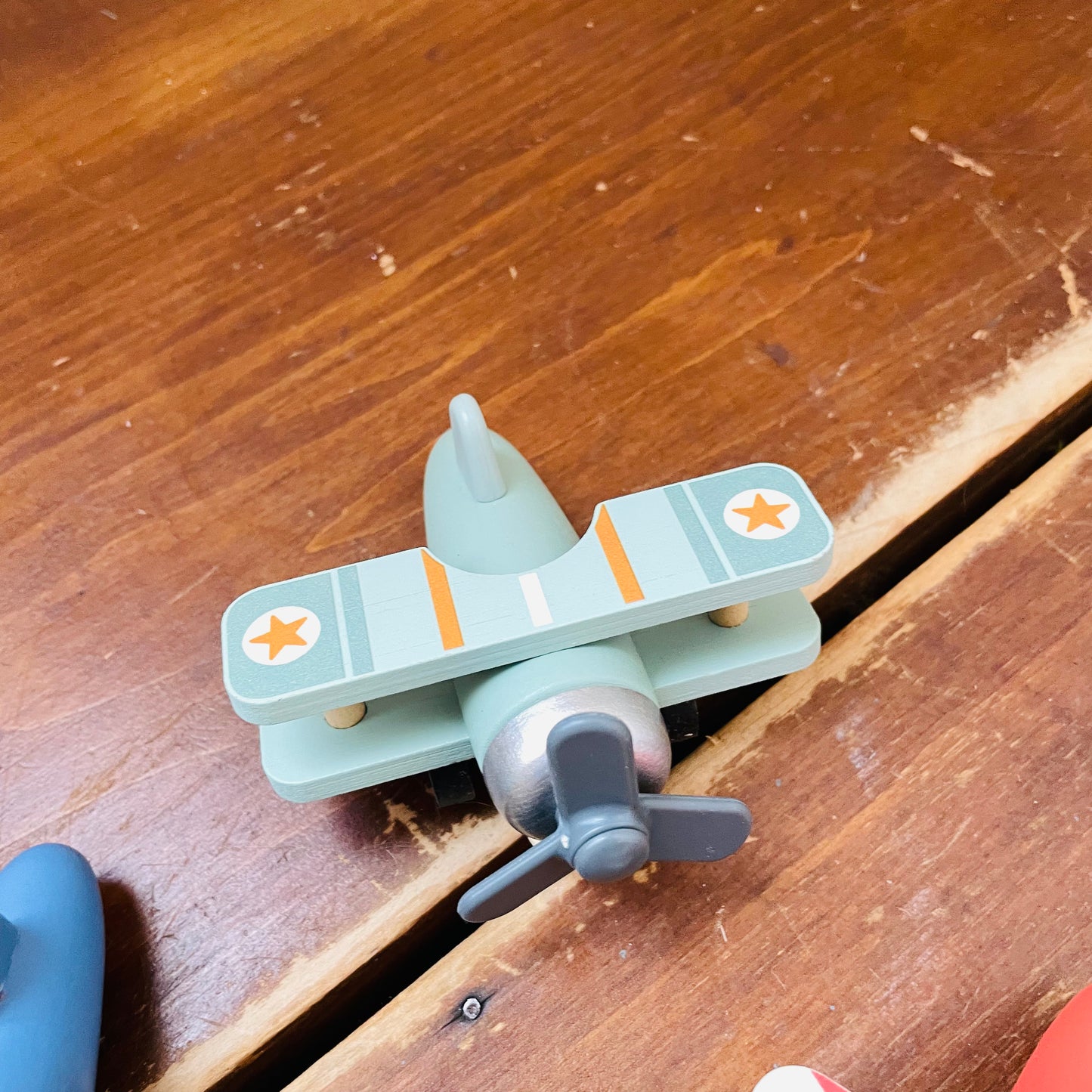 High Flyers Wooden Biplane Pullback Toy