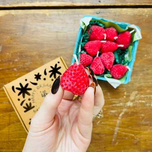 Beeswax Strawberry Birthday Candles