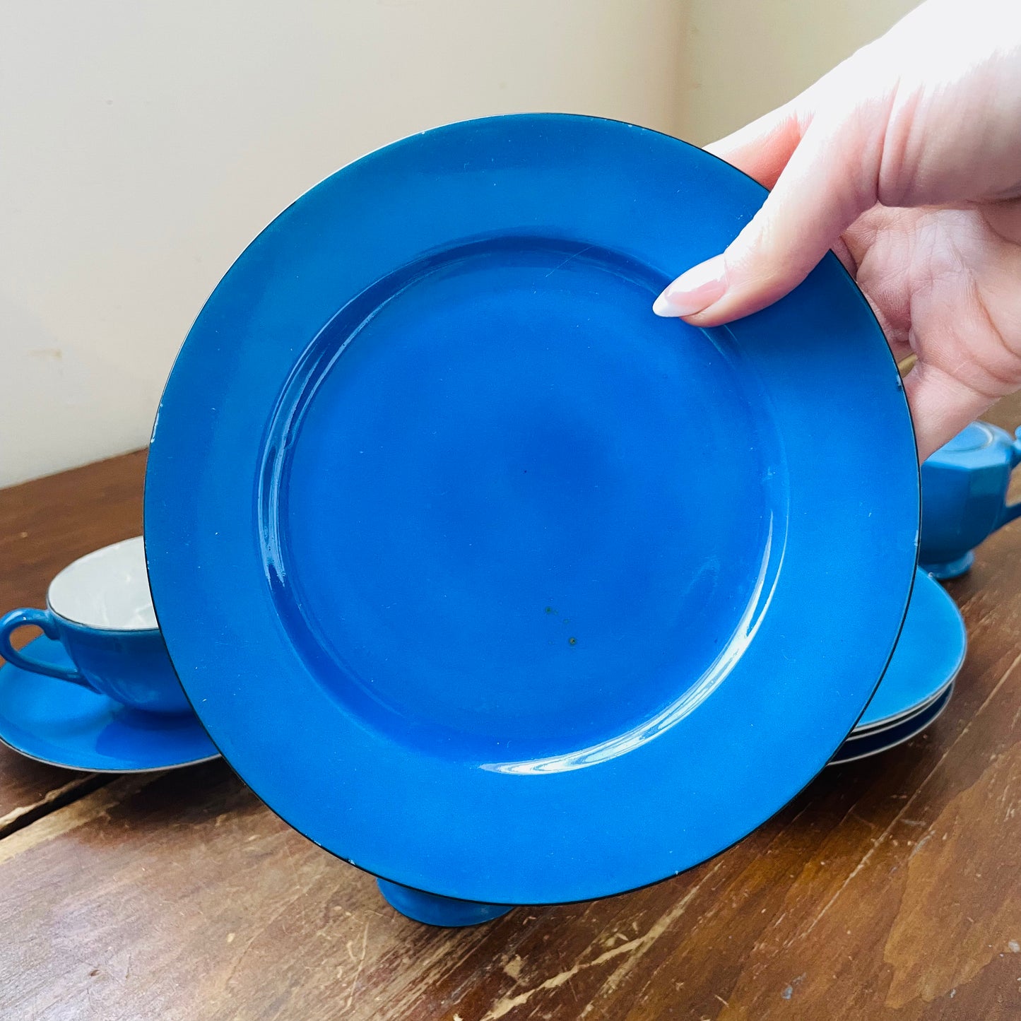 1940's Blue & Lusterware Wedding Tea Set- Vintage