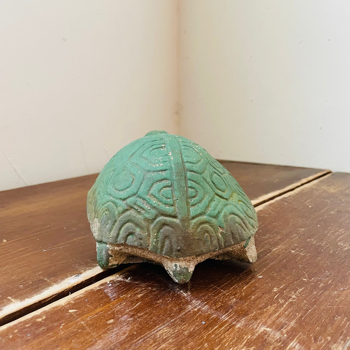 Green Painted Concrete Box Turtle- Vintage