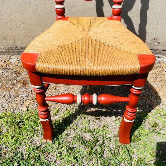 Thomasville French Country Red Dining Chair with Rush Seat- Vintage