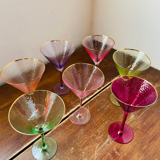 Rainbow Martini Glasses- Set of 7