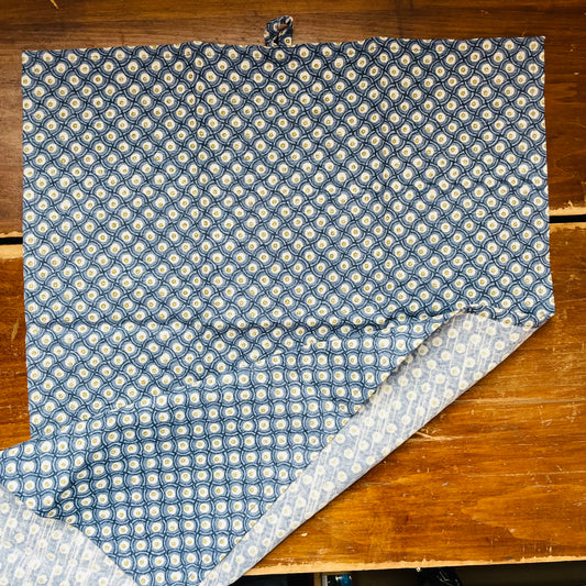 Cotton Slub Tea Towel with Block Print Pattern