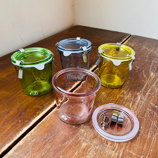 Colored Glass Food Storage Jar with Lid