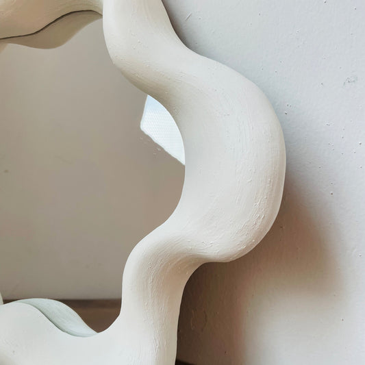 Wavy White Wall Mirror