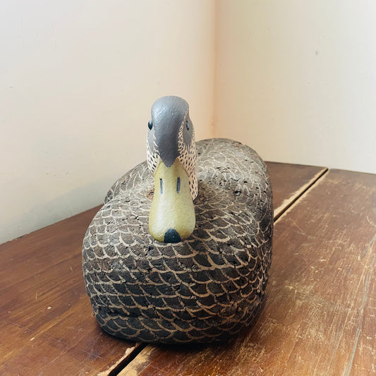 Cork Body & Wooden Base Mallard Hen Duck Decoy II- Vintage