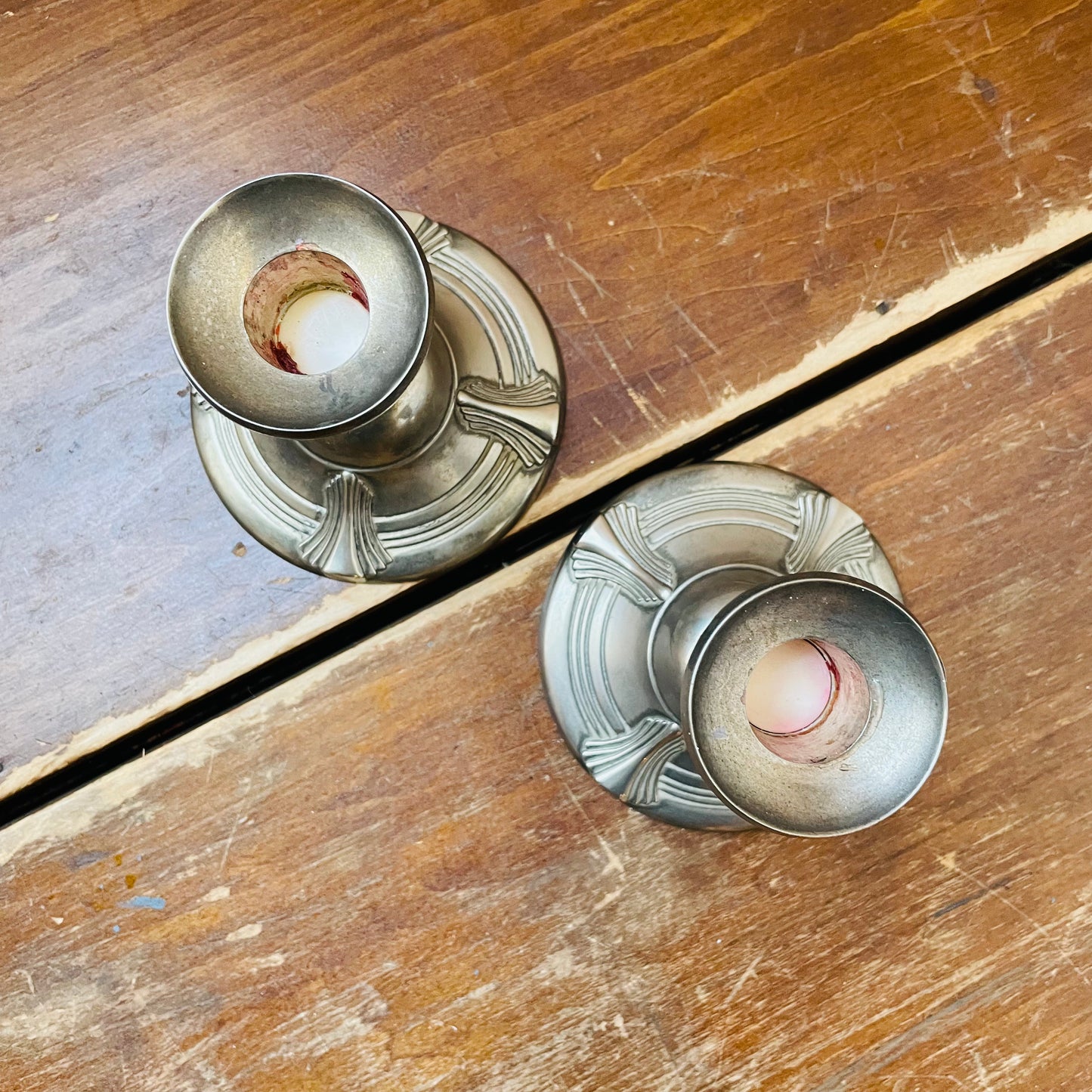 Silver Detailed Candle Holders- Set of 2- Vintage