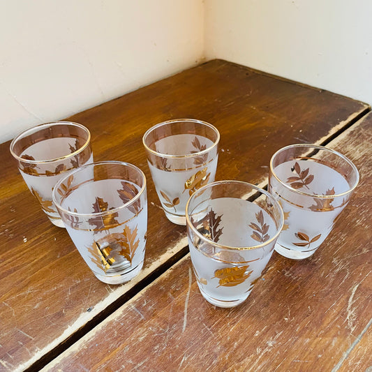Libbey Frosted Foliage Juice Glasses- Vintage
