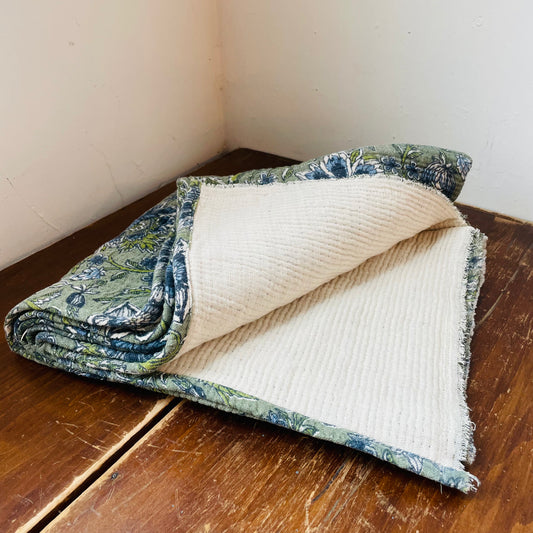 Plumbago Botanical Print Cotton Throw