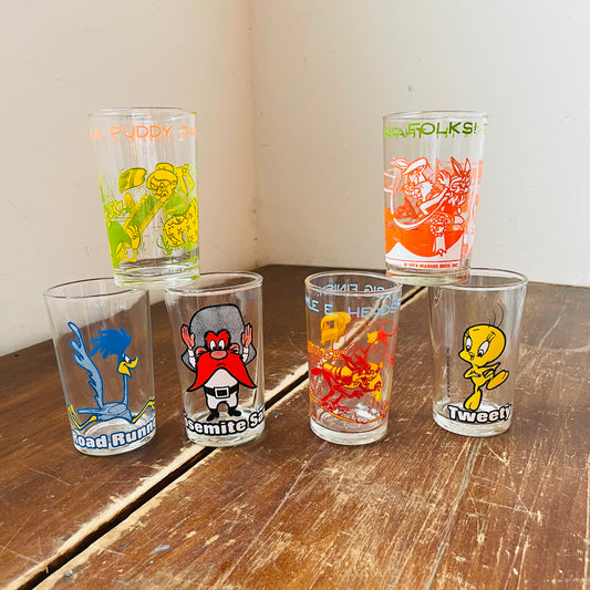 Looney Toons Character Glasses- Set of 6- Vintage