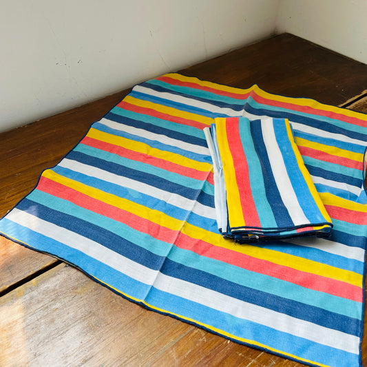 Summer Vibes Striped Cloth Napkins- Vintage