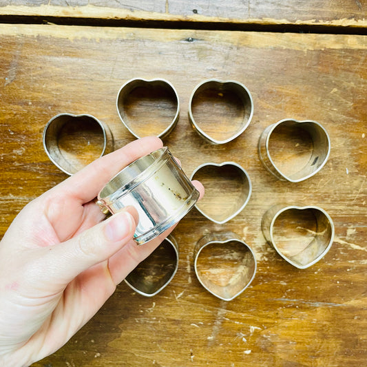 Indian Made Silver Heart Shaped Napkin Ring Set- Vintage