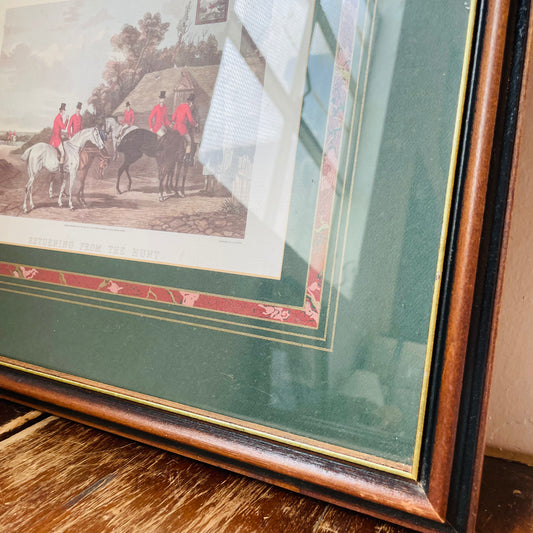"Returning from the Hunt" Framed Lithograph- Vintage