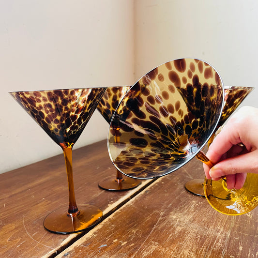Tortoise Print Martini Glass Set of 4