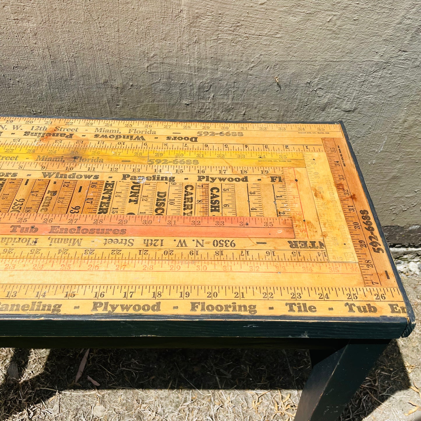 Yardstick Top Side Table- Vintage