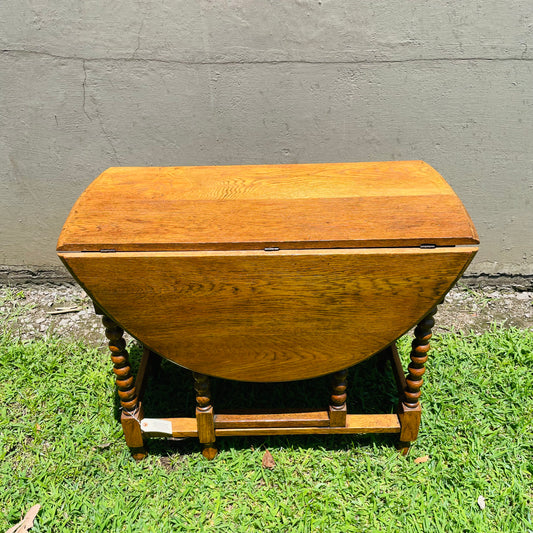 The Ruben Honey Oak Barley Twist Gateleg Table- Vintage