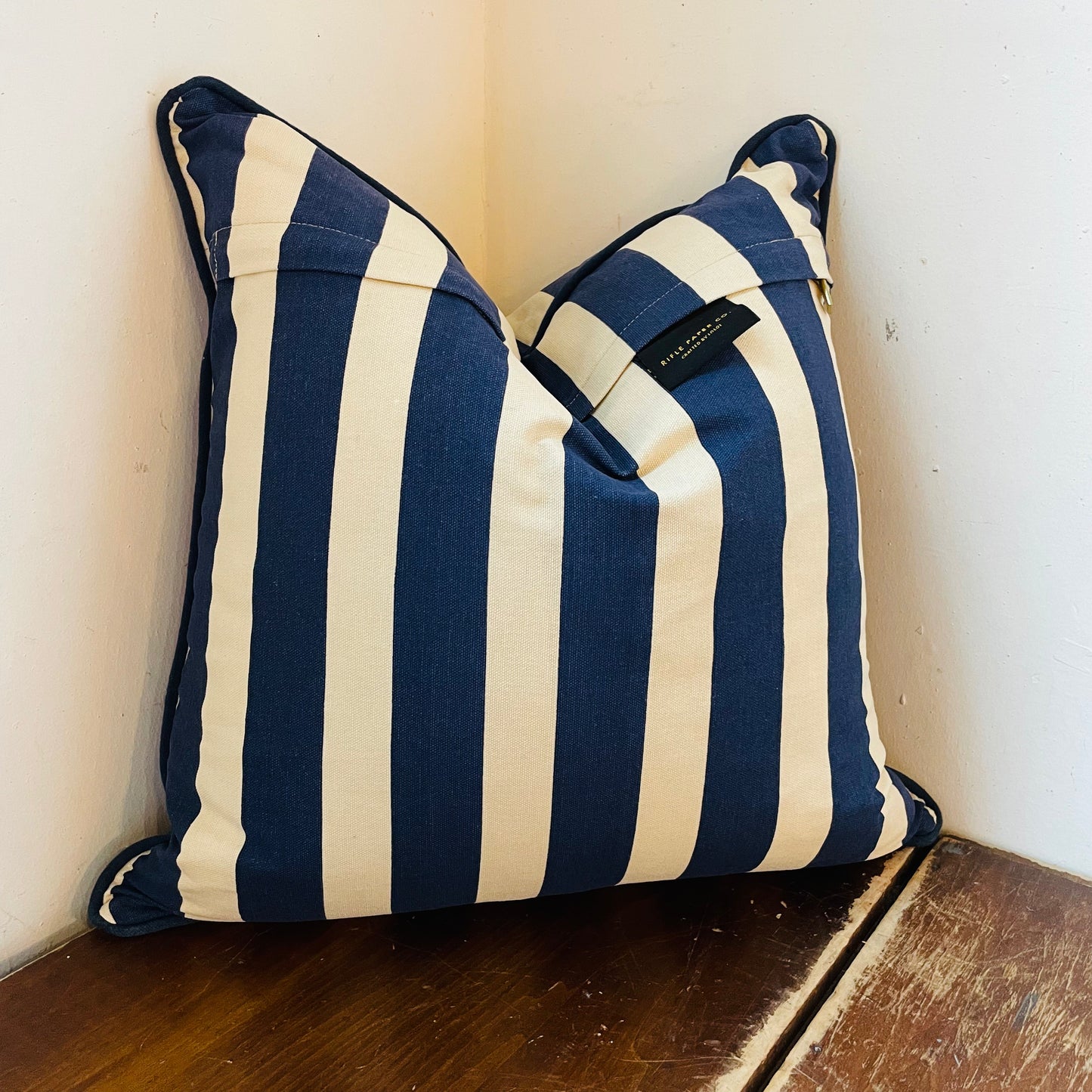 Raspberries Navy Stripe 18"x18" Pillow