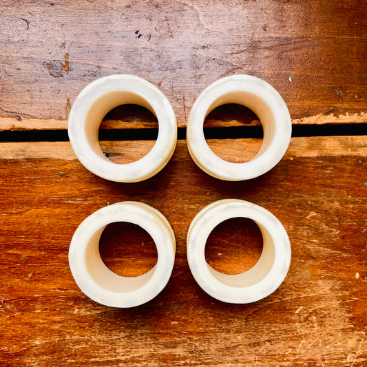 Set of 4 Carved Ivory Bone Napkin Rings