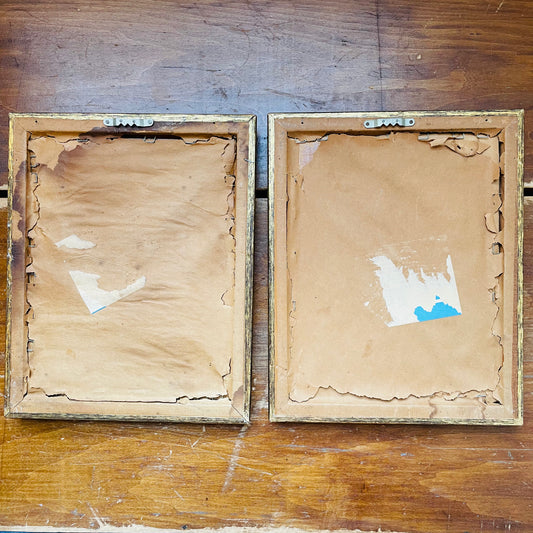 Victorian Black Mat Floral Prints- Set of 2- Vintage