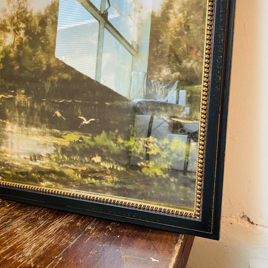 Framed Vintage Oil Painting Reproduction of a Pond