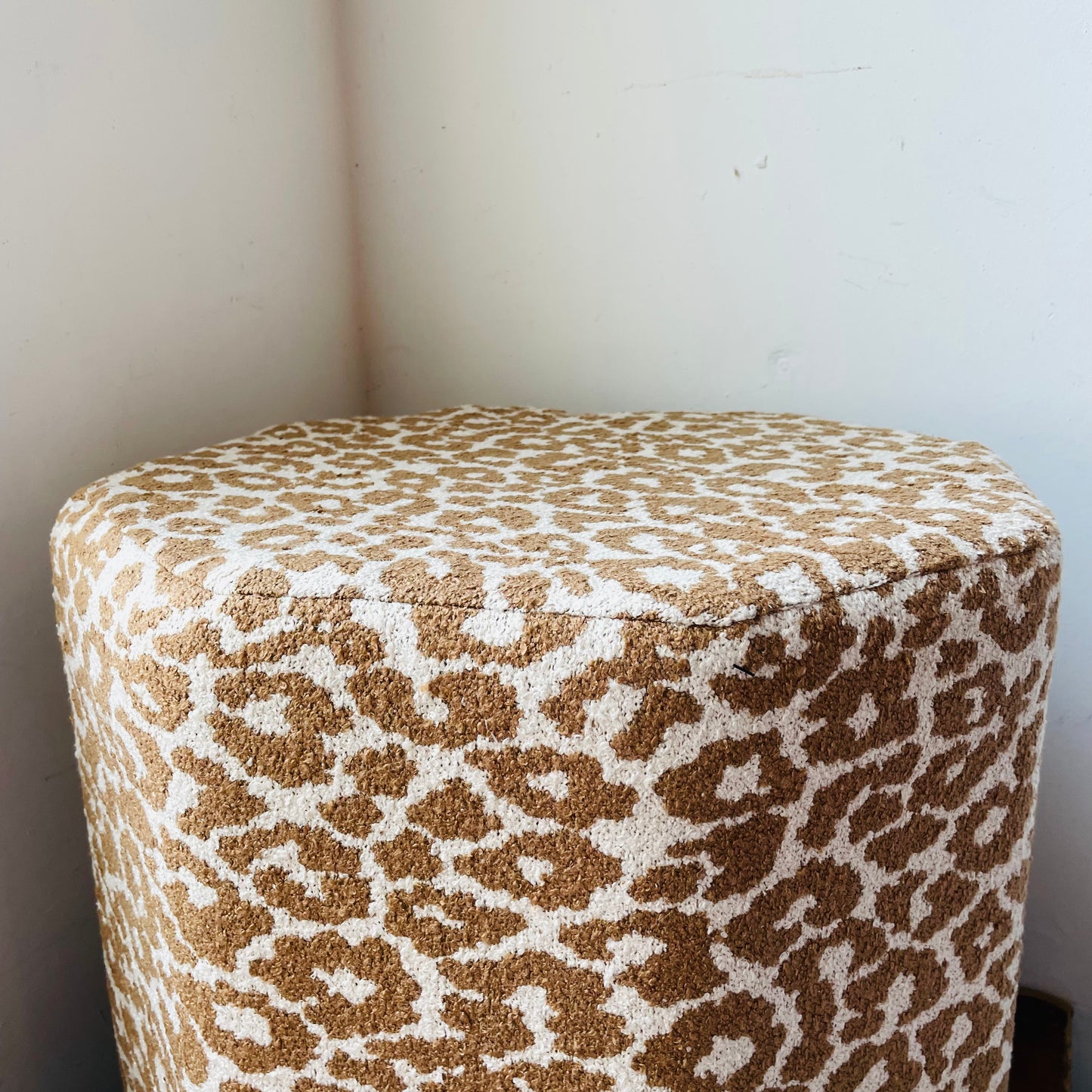 Leopard Print Cotton & Pine Ottoman
