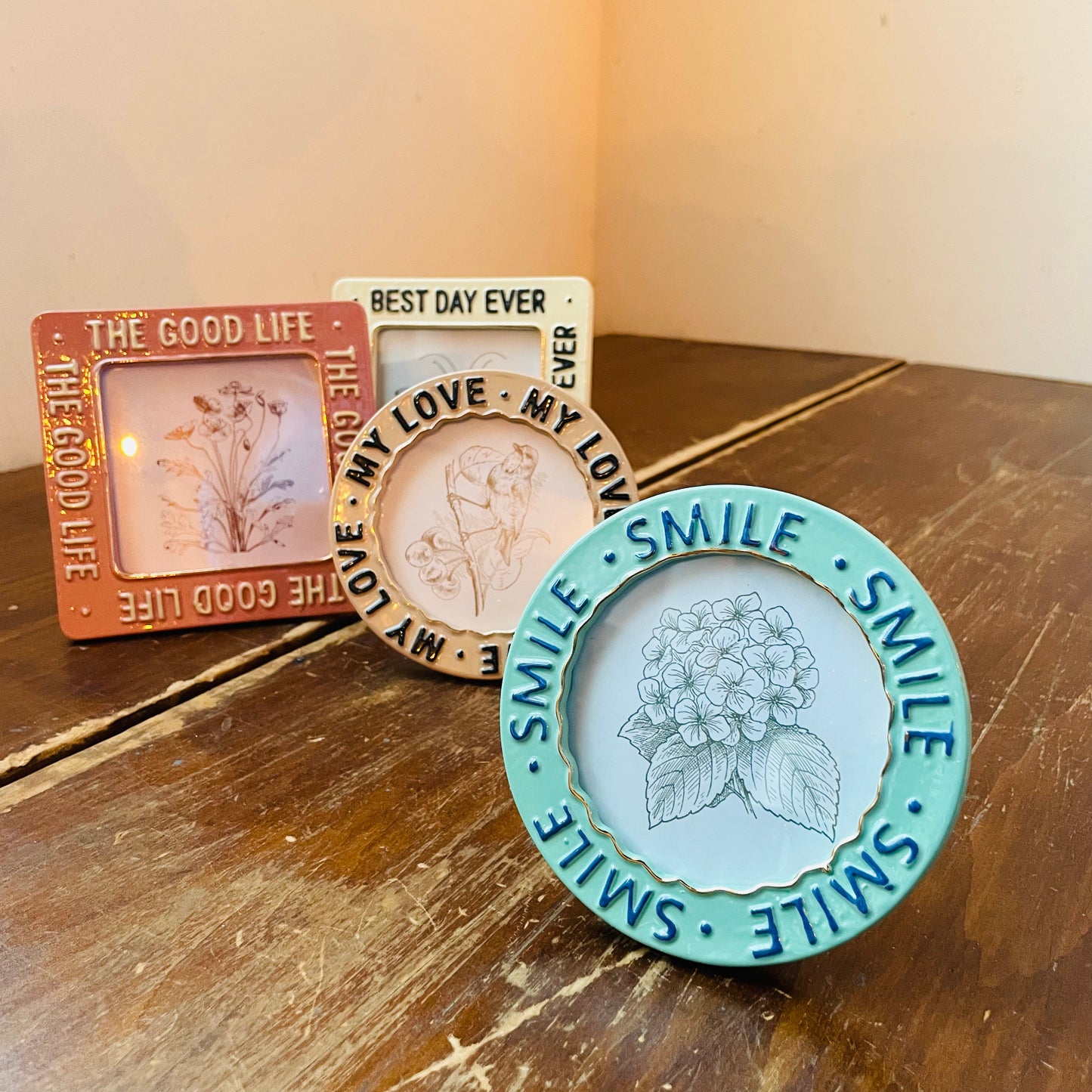 Colorful Embossed Saying Photo Frame