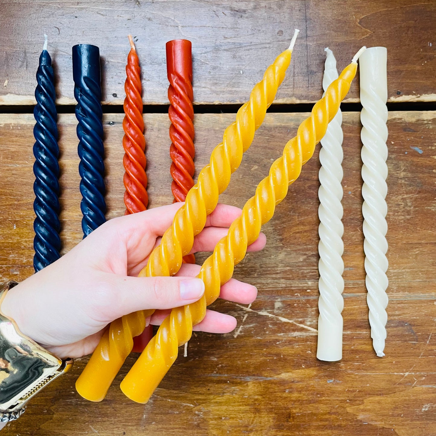 Goldenrod Set of Twist Taper Candles