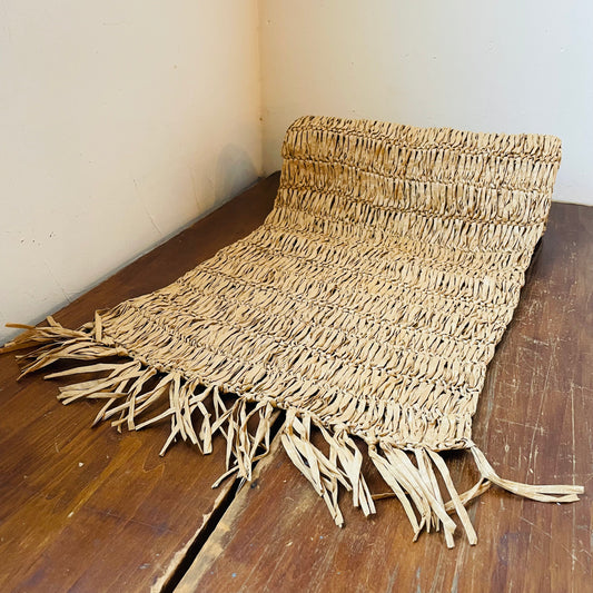 Woven Raffia Table Runner with Fringe