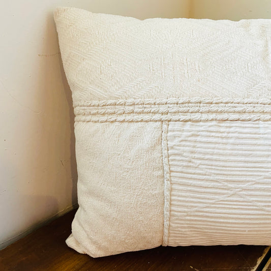 Rope Embroidery & Chambray Backed Pillow
