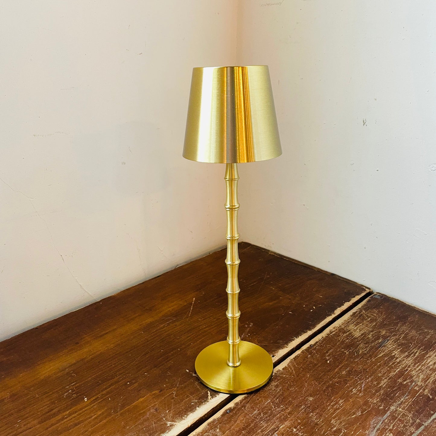 Cordless Gold Bamboo Table Lamp