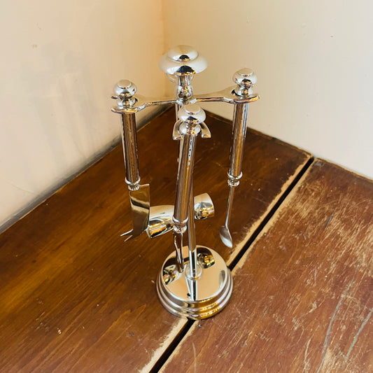 Hammered Nickel Bar Set- Vintage