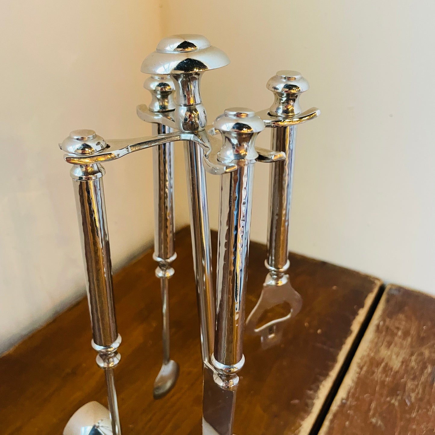 Hammered Nickel Bar Set- Vintage