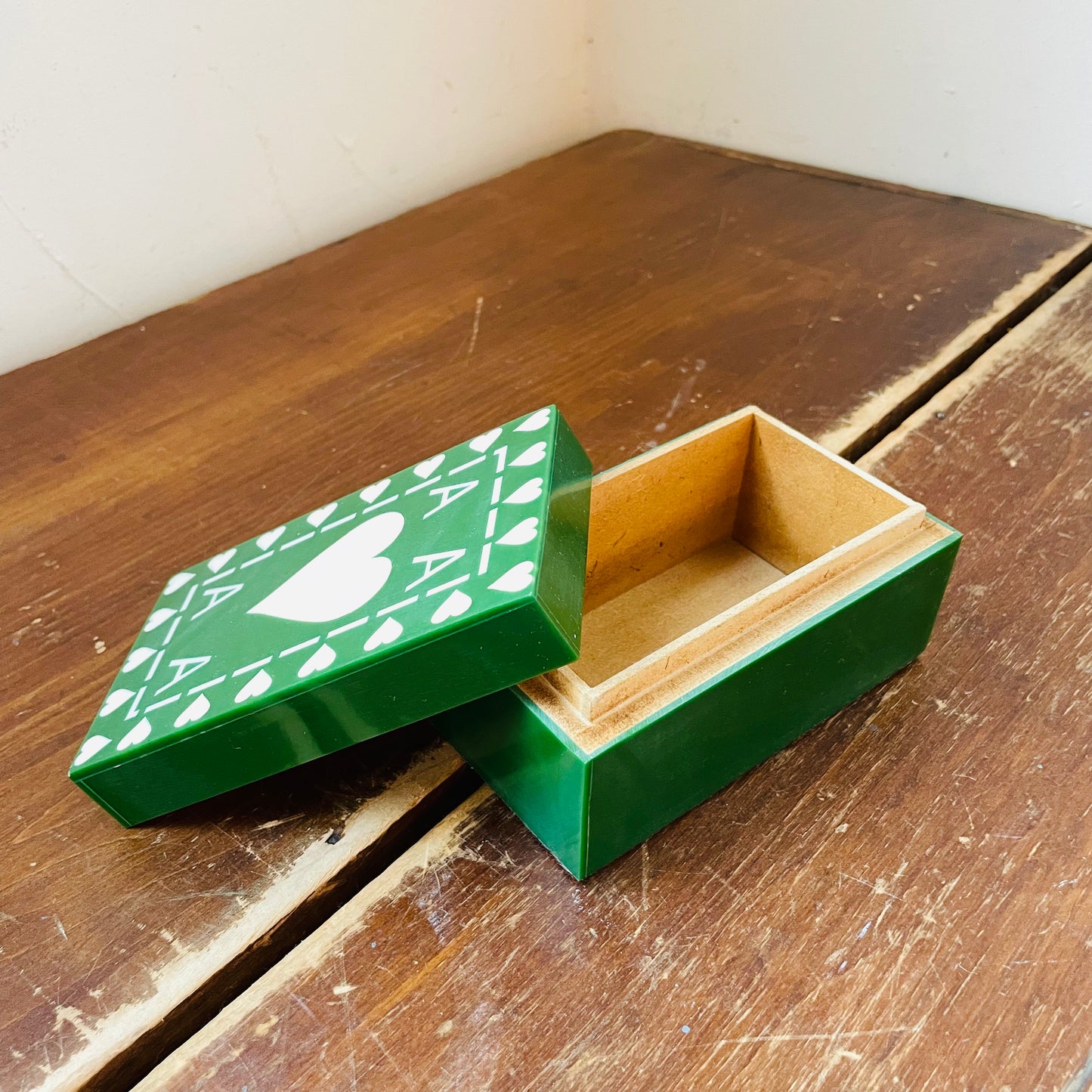 Green Ace of Hearts Playing Card Box