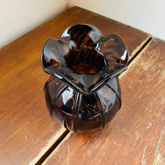 Tortoiseshell Ruffled Edge Vase