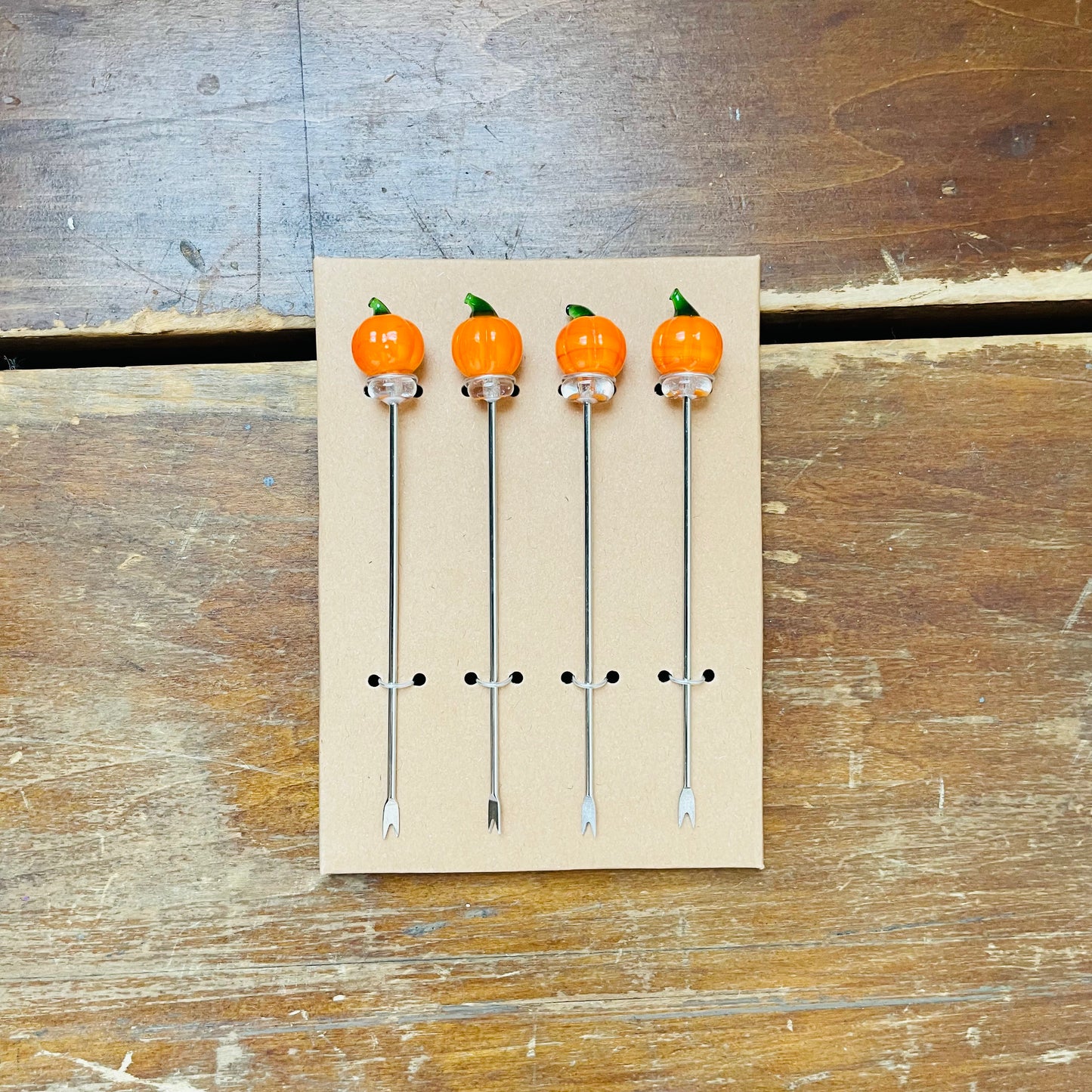 Appetizer Picks with Hand-Blown Glass Pumpkins