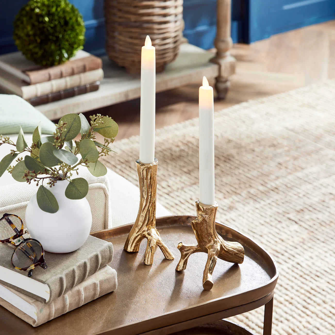 Hyde Faux De Bois Taper Candle Holders